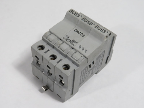 Bussmann CHCC3 Fuse Block 30AMP 600VAC 3P Class CC Power Safe USED