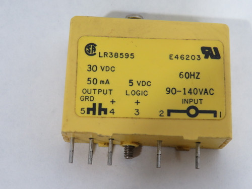 Gordos IAC5 I/O Relay Module 30VDC@50mA 5VDCLogic 90-140VAC@60Hz Input USED