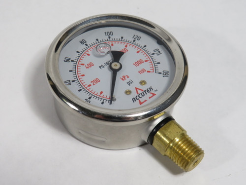 Accutek PG-160SG25 Liquid-Filled Gauge 160psi 2-1/2"Diam 1/4" NPT SHELF WEAR NOP
