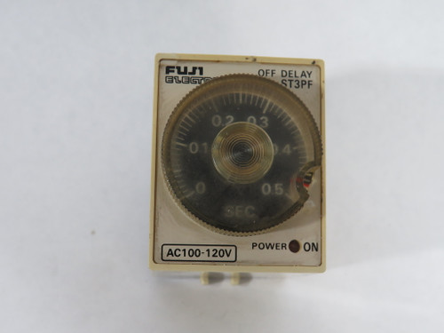 Fuji ST3PF-5XF Off Delay Timer 100-120VAC 50/60Hz SPDT 1Sec-3min 3A@250VAC USED