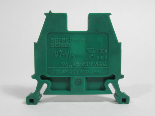 Sprecher + Schuh V7-W4-G Terminal Block 600/800V 4mm GREEN Lot of 20 USED