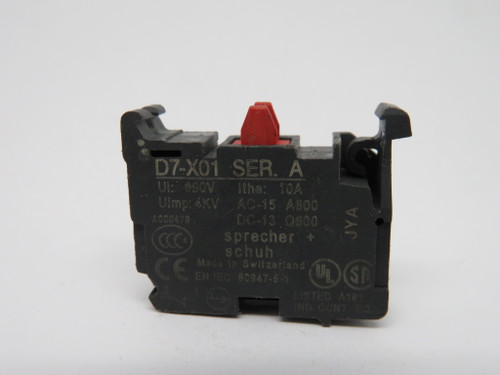 Sprecher + Schuh D7-X01 Series A Push Button Contact Block 1NO USED
