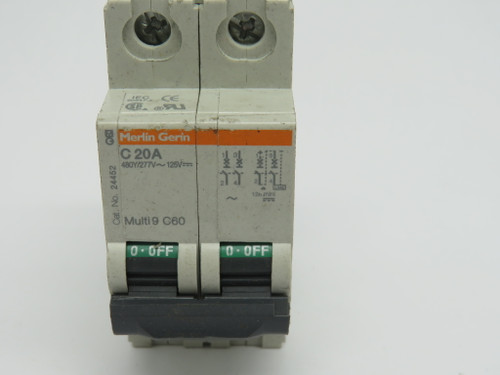 Merlin Gerin 24452 Circuit Breaker 20A 480VAC 2 Pole USED