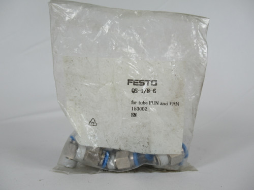 Festo 153002 QS-1/8-6 Push In Fitting R1/8 6mm 0-14bar 10Pk NWB