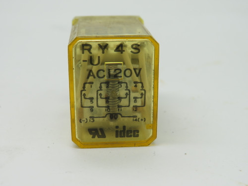 Idec RY4S-U-AC120V Relay 120V 240VAC 5A 14 Pin USED