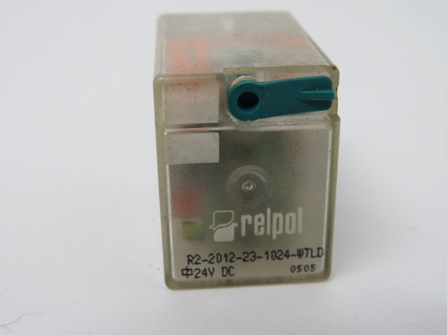 Relpol R2-2012-23-1024-WTLD General Relay 24VDC 12A@250VAC 8-Blade USED