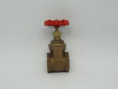 Boshart Industries 0818-12 Brass Gate Valve 1-1/4"FPT 200PSI Red Handle USED