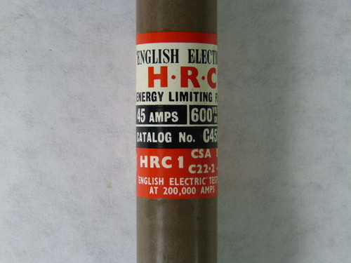 English Electric C45HR Energy Limiting Fuse 45A 600V USED