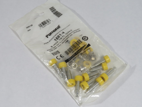Pomona 1581-4 Panel-Mount Banana Jack 2500VDC 30VAC/60VDC Yellow 10-Pack NWB
