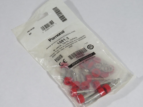Pomona 1581-2 Panel-Mount Banana Jack 2500VDC 30VAC/60VDC Red 10-Pack NWB
