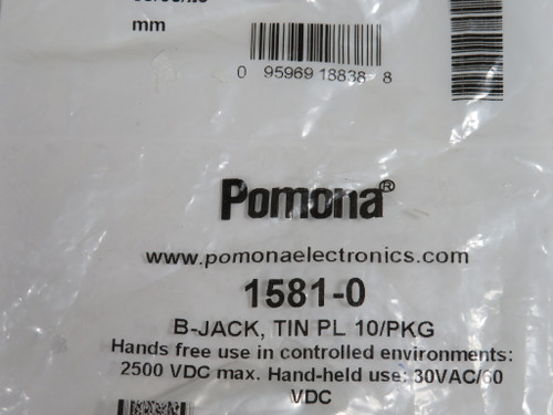 Pomona 1581-0 Panel-Mount Banana Jack 2500VDC 30VAC/60VDC Black 10-Pack NWB