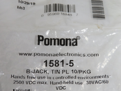 Pomona 1581-5 Panel-Mount Banana Jack 2500VDC 30VAC/60VDC Green 10-Pack NWB