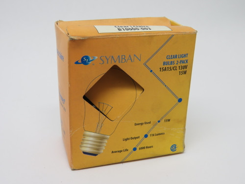Symban 15A15/CL 130V Clear Incandescent Bulb 15W 130V ONE BULB NEW