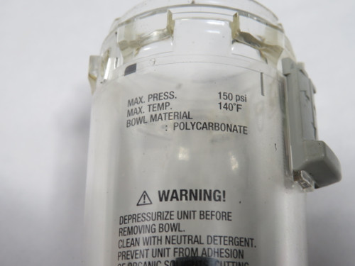 SMC AD37N-Z-A Polycarbonate Filter Bowl with Auto-Drain Fitting NO O-RING USED