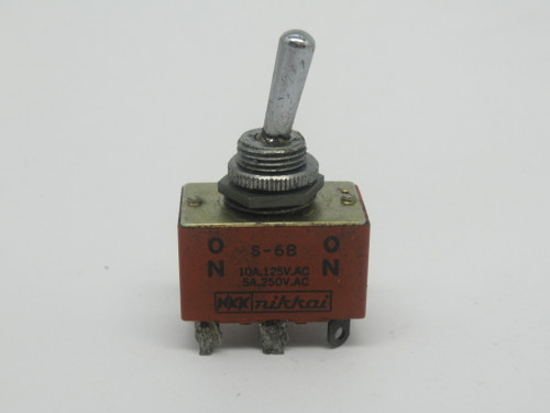 Nikkai S-6B Toggle Switch ON-ON 125/250VAC 10/5A *Solder on Pins* USED