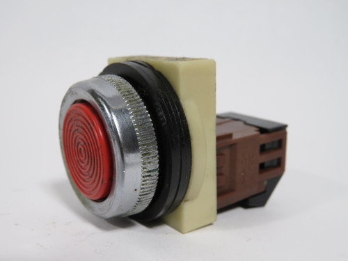 Fuji Electric AH30-FR01 Flush Push Button 600V 1NC Red Cap DAMAGED LABEL USED