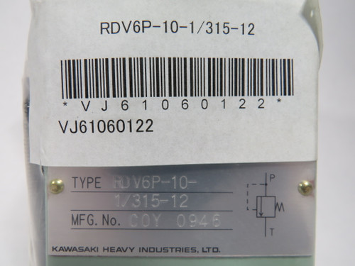 Kawasaki RDV6P-10-1/315-12 Vent Control Direct Operated Relief Valve 30.9MPa NWB