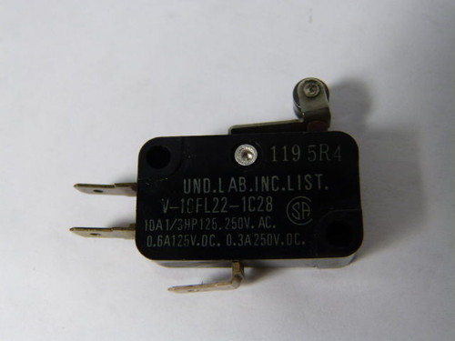 Omron V-10FL22-1C28 Miniature Basic Switch 10A@1/3HP 125/250VAC USED