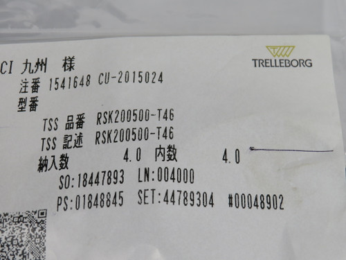 Trelleborg RSK200500-T46 Linear Rod Seal 50mm Rod D 60.7mm Groove D 4-Pack NWB