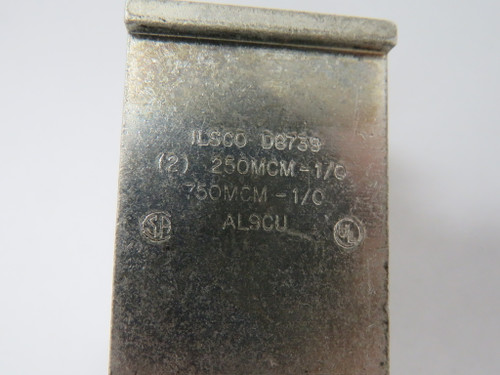 Ilsco D8739 Mechanical Aluminum Lug 250MCM-1/0 750MCM-1/0 AL9CU USED