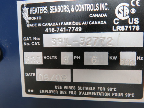 GT Heaters, Sensors & Controls SPIL-32772 Immersion Heater 6kW 3Ph 600V USED