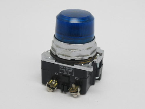 Cutler-Hammer 10250T201NC4N Incandescent Indicating Light 120V Blue Lens USED