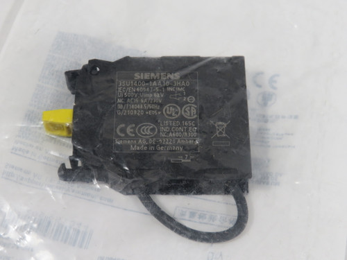 Siemens 3SU1400-1AA10-3HA0 Contact Block 1NC 230V NWB