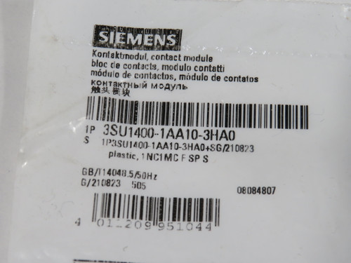 Siemens 3SU1400-1AA10-3HA0 Contact Block 1NC 230V NWB