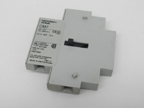 Sprecher + Schuh CM7-02 Interlock Auxiliary Contact Block 2NC 10A 600VAC USED