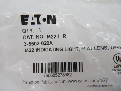 Eaton M22-L-R Red Indicating Light Operator w/Mounting Latch NWB