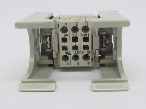 Harting HAN-ES-6F Press Female Connector Insert w/ Housing 6 Contacts 600V USED