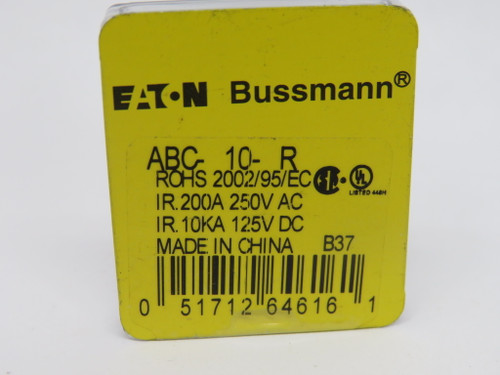 Eaton Bussmann ABC-10-R Fast Acting Fuse 10A 250VAC 5-Pack DMG Case NEW