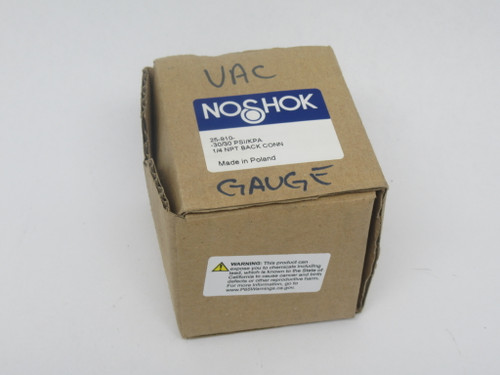 Noshok 25-910-30/30PSI/KPA Liquid Filled Pressure Gauge -30inHg-30psi USED