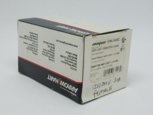 Cooper Arrow Hart CWL1430C Hartlock Connector 125/250V 30A 3P 4W NEW