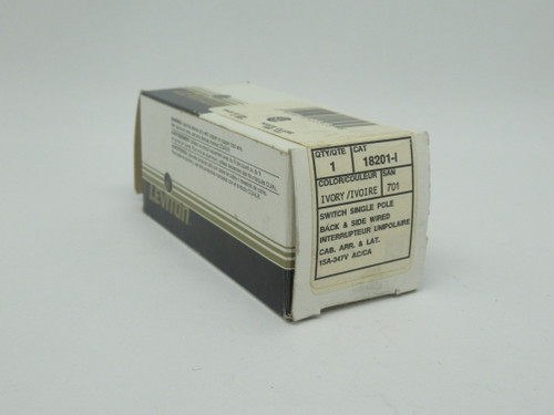 Leviton 18201-I Ivory Single Pole Toggle Switch 15A 347V *DAMAGED BOX* NEW