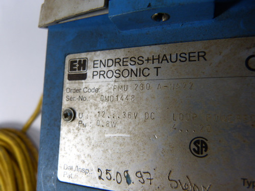 Endress  Hauser FMU230A-AA22 Prosonic Level Sensor 12/36 VDC .8W USED