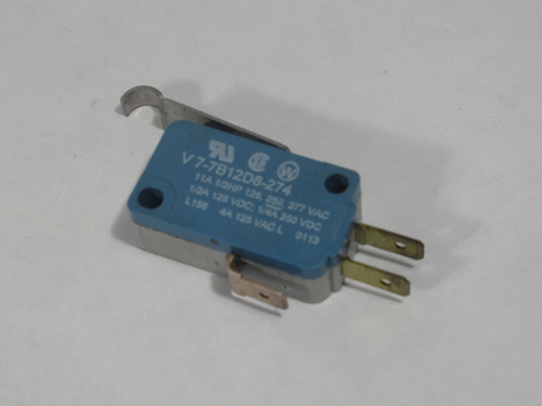Microswitch V7-7B12D8-274 Snap Action Limit Switch 11A 1/3HP 125/250/277V USED