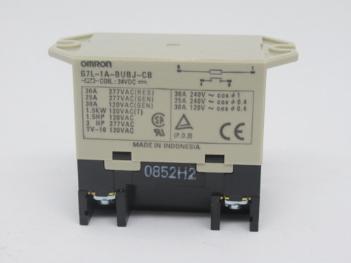 Omron G7L-1A-BUBJ-CB-DC24 Power Relay w/ Test Button 24VDC 25/30A USED