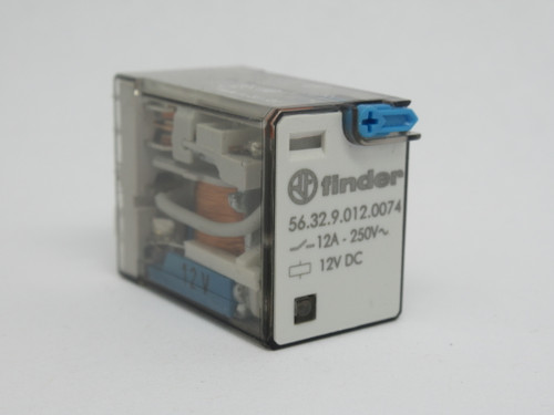 Finder 56.32.9.012.0074 Plug In Relay 12VDC 12A 8-Blade USED