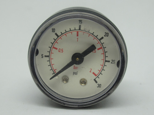 Generic 0-30PSI Pressure Gauge 0-30PSI 0-2Bar 1/8"NPT 1-1/2" Diameter USED