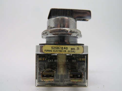 Furnas Electric 52SB2BABK2 Series B Selector Switch Long Lever 3-Pos 2NO USED