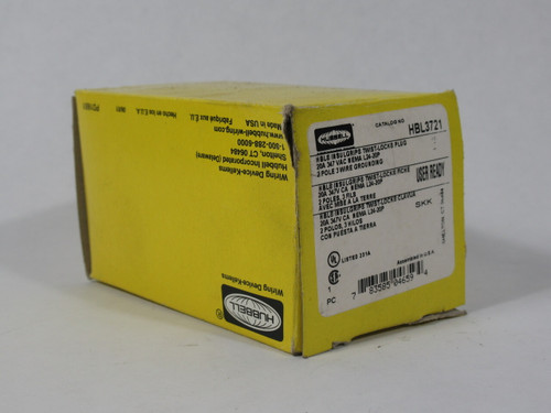 Hubbell HBL3721 Insulgrip Twistlock Plug 20A 347VAC 3W 2P NEW