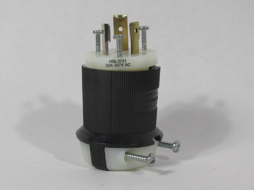 Hubbell HBL3721 Insulgrip Twistlock Plug 20A 347VAC 3W 2P NEW