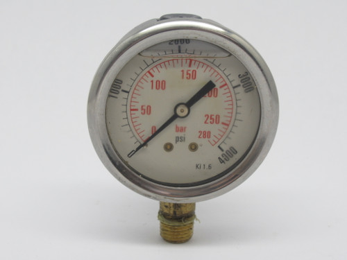 Generic 0-280BAR Liquid Filled Pressure Gauge 0-280Bar 0-4000PSI 1/4" M NPT USED