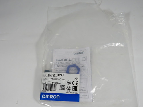 Omron E3FA-DP21 Photoelectric Sensor 10-30VDC 100mm Range 25mA *Open Bag* NWB