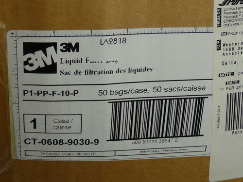 3M P1-PP-F-10-P Liquid Filter Bag Box of 50 ! NWB !