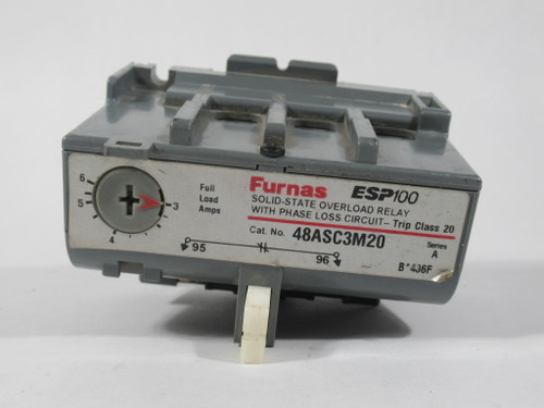 Furnas 48ASC3M20 Solid State Overload Relay 3-6A 600VAC 50/60Hz Ser.A USED