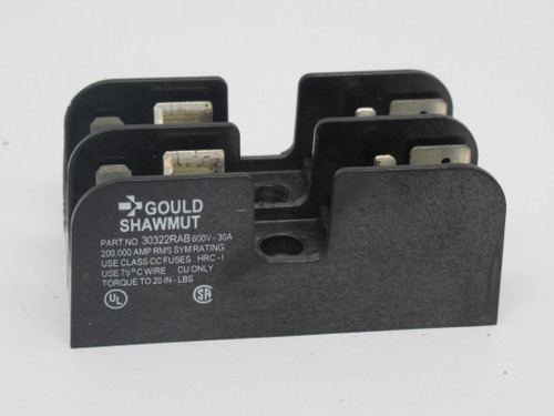 Gould Shawmut 30322RAB Fuse Holder 30A 600V 2-Pole USED