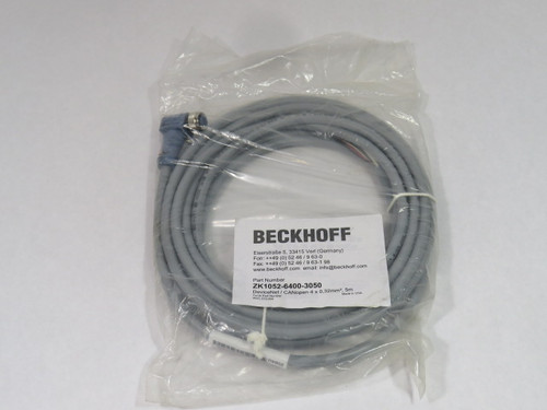 Beckhoff ZK1052-6400-3050 5 Pin Angled Female Cable Open End 4W 22Awg ! NWB !