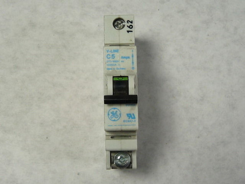 General Electric V07105 C5 V-Line Circuit Breaker 1-Pole 5A 277VAC USED